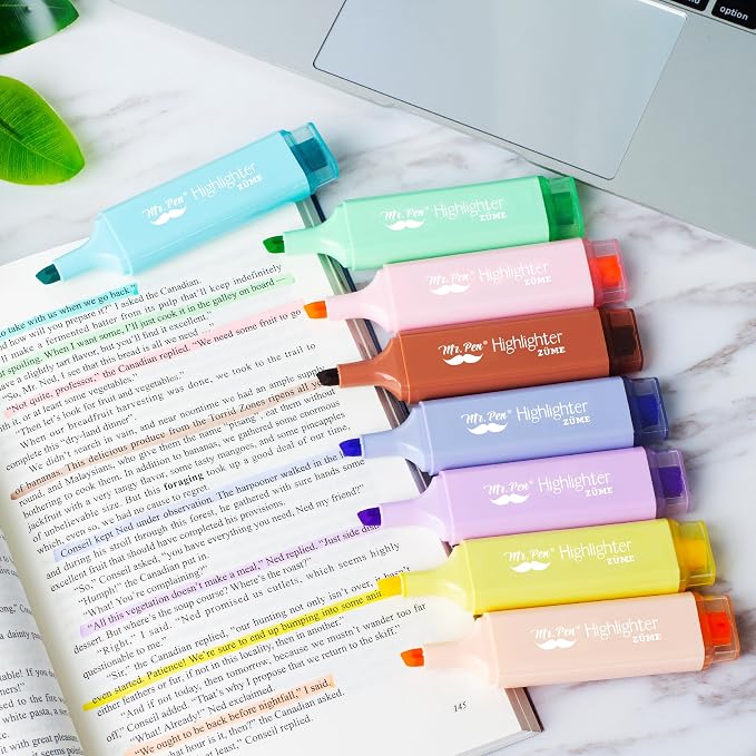Mr. Pen- Pastel Highlighters, 8 Pack, Highlighters with Firm Chisel Tip | Quick Dry & Non-Toxic, No Bleed on Standard Paper, Ideal for Highlighting, Underlining, Journaling & Coloring