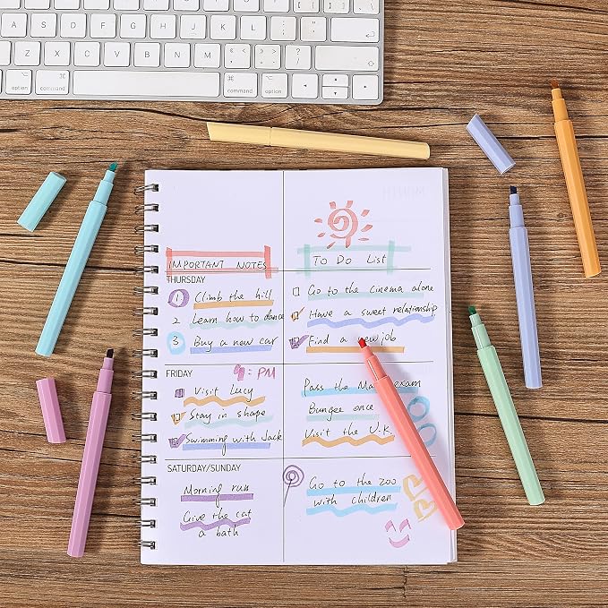 Mr. Pen- Aesthetic Highlighters No Bleed, 8 Pack, Chisel Tip | Cute Bible Highlighters Assorted Colors for Journaling, Highlighting, Underlining, Fast Dry, Back to School Supplies