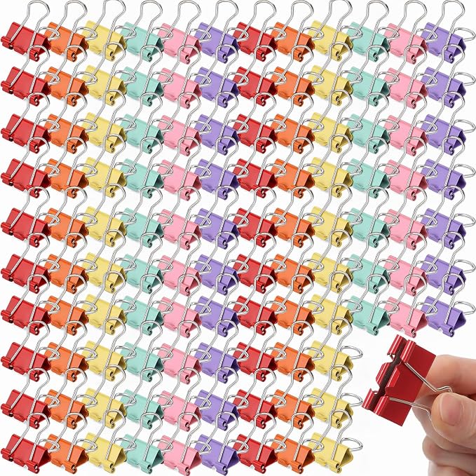 Yexiya 300 Pcs Medium Binder Clips Sturdy 1.25 Inch Muticolor Paper Med Clips Office Supplies Paper Clamps for Office Teachers Students School Business Supplies