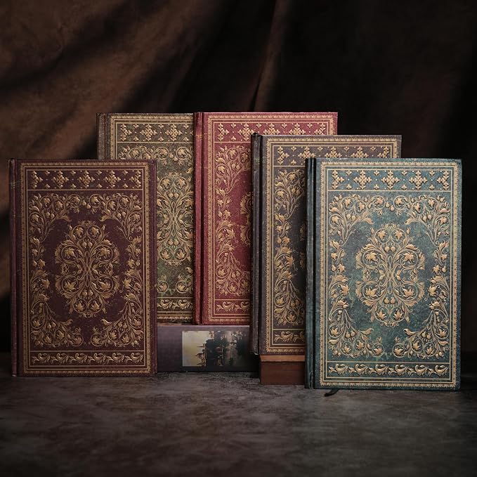 MGGAO Line Notebooks for Women Men, A5 Aesthetic Hardcover Ruled Diary | Vintage Design, 224 Pages, Ribbon, 100 GSM Thick Paper, Journal for Writing, Note Taking, Office, School, Journaling
