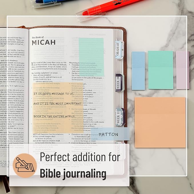 Mr. Pen- Transparent Sticky Notes Set, 200 Sheets | Transparent Sticky Notes and Planner Tabs with Black Fineliner Pen for Bible Study, Office, School, Planning
