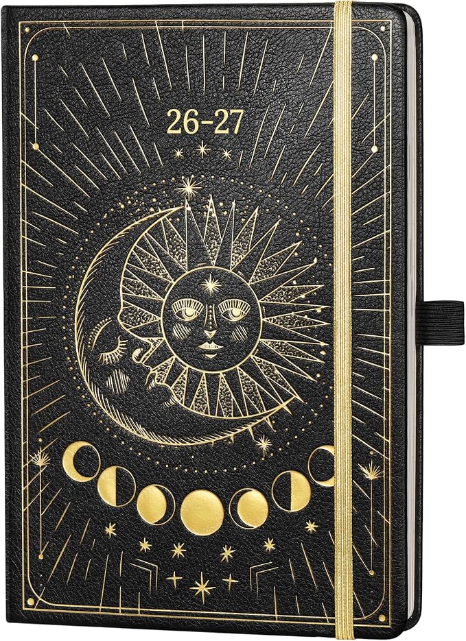 2026-2027 Planner - Academic Planner 2026-2027, Jul 2026 - Jun 2027, 5.75" x 8.25", 26-27 Weekly Monthly Planner, Faux Leather Planne-r 26-27 with Back Pocket & 40 Notes Pages - The Sun and Moon