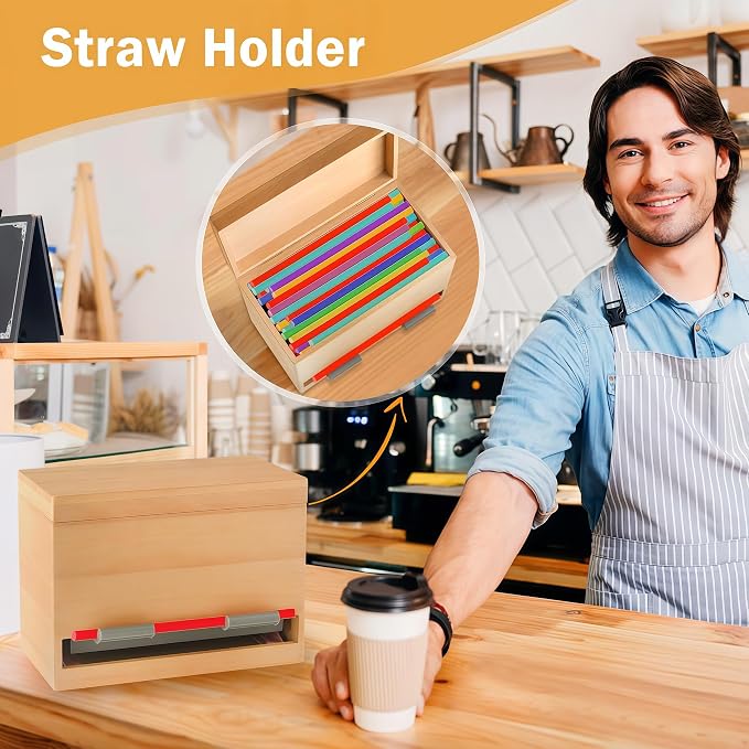 Pencil Dispenser for Classroom, Wooden Pencil Holder, Classroom Teacher Must Have, Pencils Straws Organization & Storage for Classroom Office Kitchen Restaurant (Wood color)