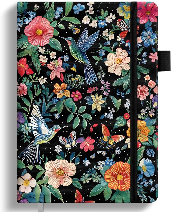 Taja Aesthetic Lined Journal for Women, Pretty 6" x 8" Notebook for Work & Note with 160 College Ruled Pages, Hardcover Leather Notebook for Journaling, Note Taking, Bible Study, Hummingbird