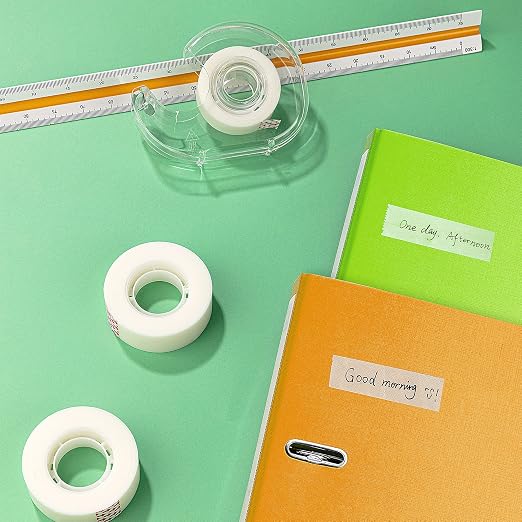 Amazon Basics Invisible Matte Finish Tape Dispenser with Refill Rolls for Labeling, 3/4" x 650" (18 yds), 6-Pack