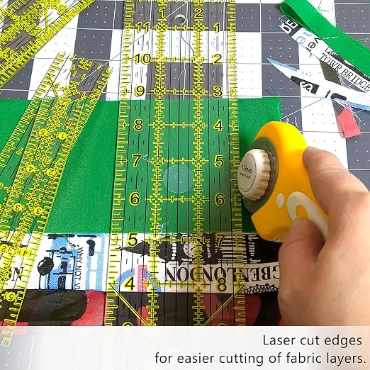 Sewing Ruler,5 Piece Quilting Rulers,3 x17 Inch,1.5 x17 Inch,3 x12 Inch,1.5 x10 Inch,1 x6 Inch,Acrylic Ruler,Cutting Ruler with Non-Slip Rings (Yellow)