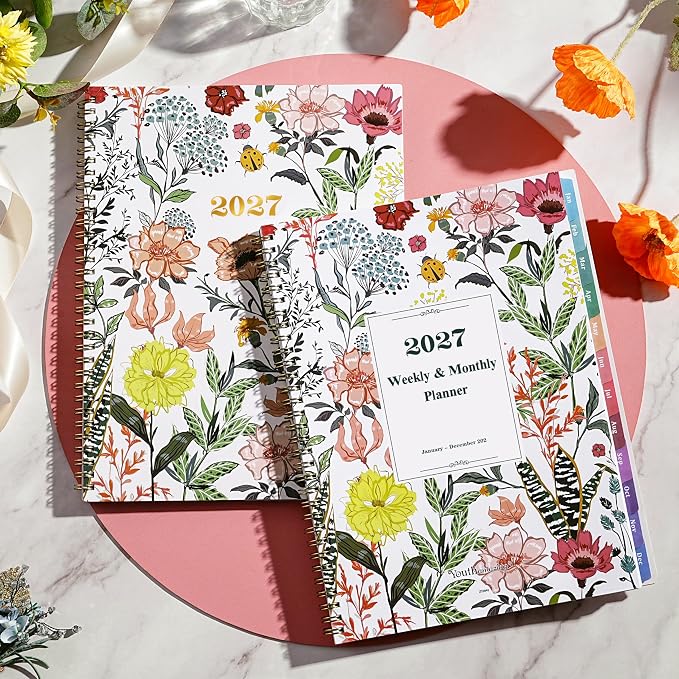 2027 Planner ā Weekly ļ¼ Monthly Planner 2027, Jan. 2027 ā Dec. 2027, 8.5" x 11" with Colorful Tabs, Flexible Cover, Thick Paper, Twin-Wire Binding, Back Pocket, To-Do ļ¼ Notes