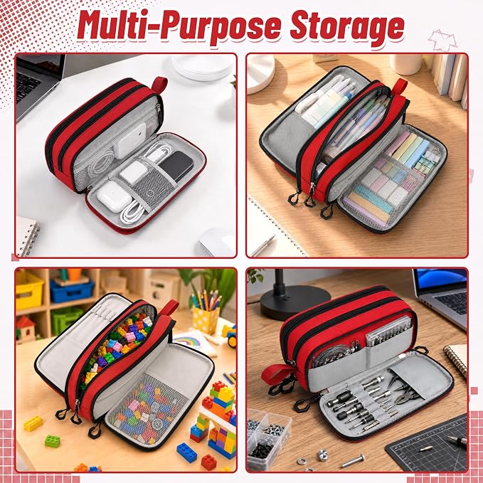 Pencil Case for Boys, Large Capacity Pencil Pouch with Zipper Compartments, Gamer Pen Bag Organizer for School Kids Teens