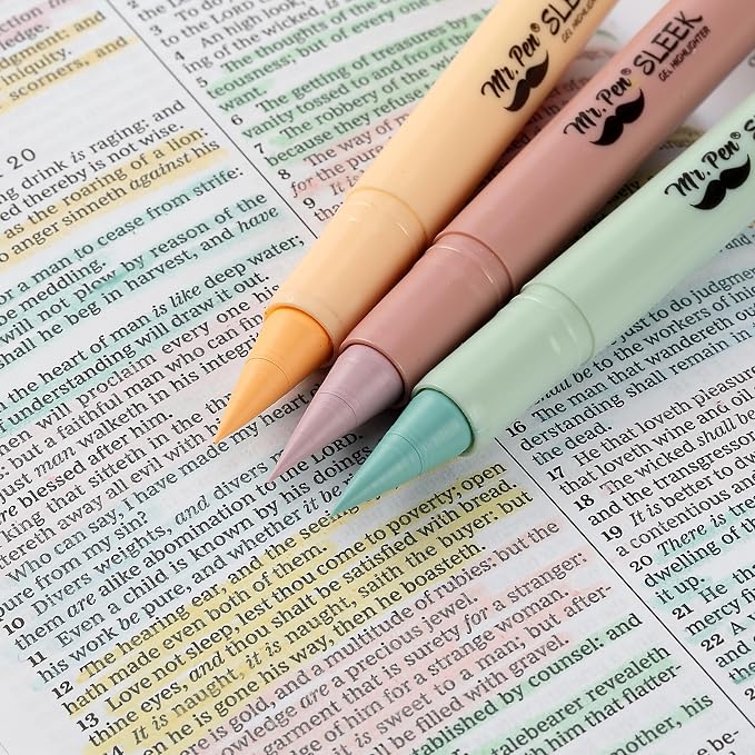 Mr. Pen- No Bleed Gel Highlighters, Assorted Colors, 16 Pack | Bible Highlighters and Pens No Bleed, Bible Markers for Study, Journaling, School Supplies and Accessories