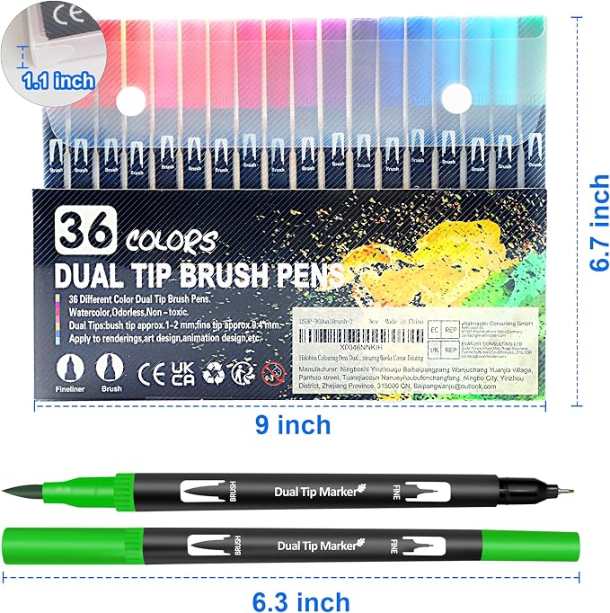 Halobios Dual Brush Marker Pens, 36 Colors Art Markers with Fine and Brush Tip Coloring Markers for Adults, Marker for Journaling Calligraphy Drawing Sketching Doodling Illustrating