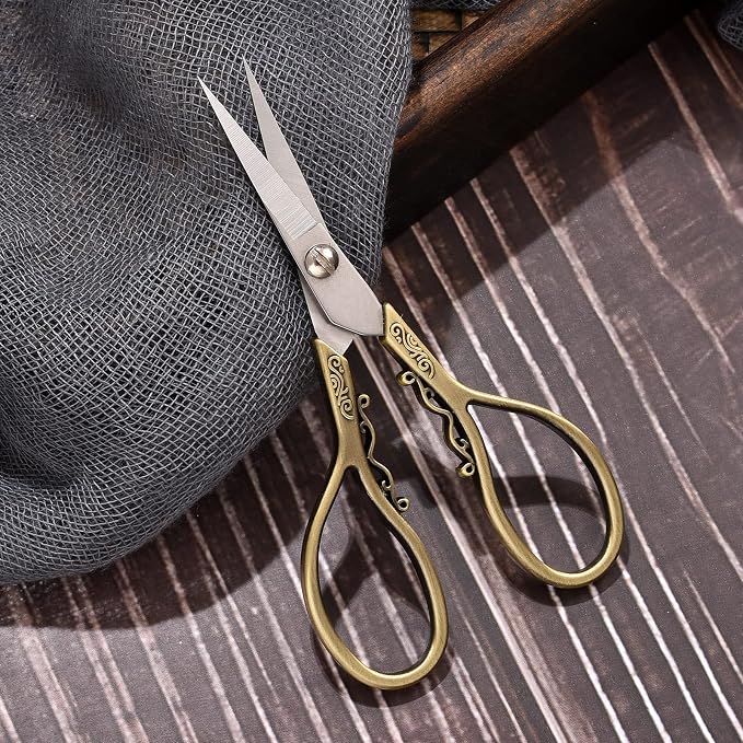 Small Sewing Scissors, Sharp Tip Precision Shears | for Embroidery, Craft, Needlework, Cross Stitch, Artwork, Paper, Detail Thread Cutting, 4.3in DIY Tool, with Cover