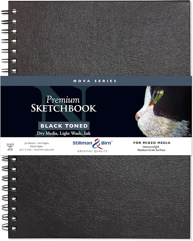 Stillman & Birn Nova Series Grey Wirebound Sketchbook, 9" x 12", 150 gsm (Heavyweight), Grey Paper, Medium Grain Surface