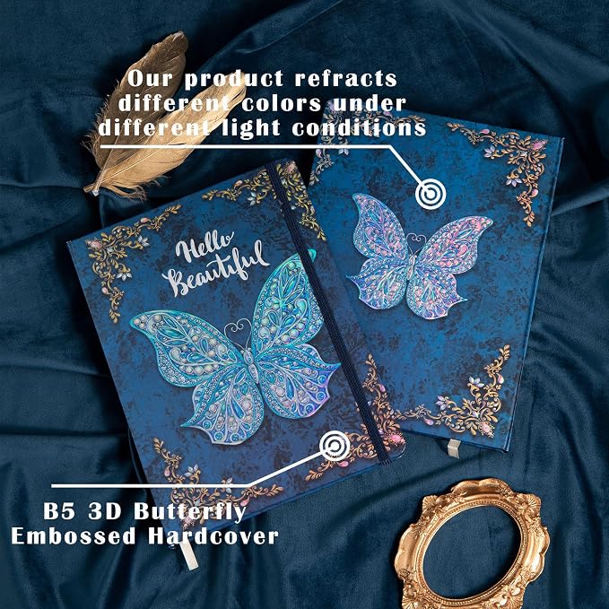 B5 Hardcover Journal for Women & Men -Butterfly Aesthetic Lined Notebook | Lined Notebook for Writing Drawing, journal for Girls Boys, Great for Writing, Drawing, Notes, Daily Thoughts (9" x 6.9")