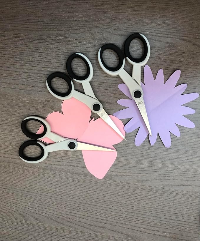 5 Inch Detail Scissors, Precision Paper Cutting Scissor with Stainless Steel Blade, Soft Comfort-Grip, Straight Fine Tips Small Sewing Scissors Set, 3 Pack, White