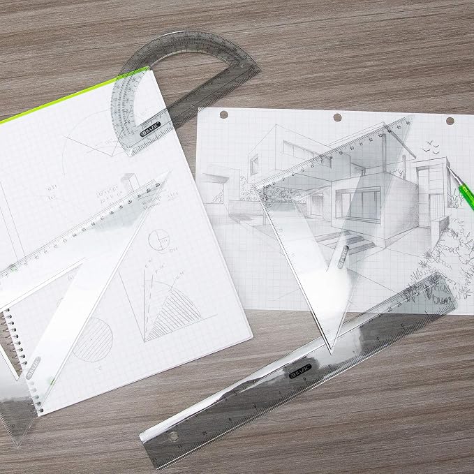 BAZIC Protractor Semicircular 6 Inch 180 Degrees, Plastic Math Protractors, Geometry Measuring Rulers Set, Clear Ruler for Students, 1-Pack | clear semicircular protractor; 6 in and 180 degrees; measures and draws angles for geometry and math