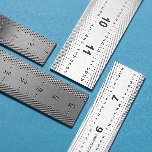 Mr. Pen- Machinist Ruler, 4 Pack, (6, 8, 12, 14 Inch) | Stainless Steel Metric & Imperial, Precision Measuring Tool, 1/64", 1/32", 0.5 mm Graduation for Engineering, Carpentry