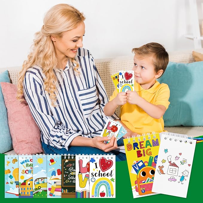 24Pcs Back to School Mini Notebooks First Day of School Gifts for Kids | Colorful Pocket Spiral Notepads Memo Pads Teacher Rewards Gifts Goodie Bag Stuffers Classroom Party Favors for Students