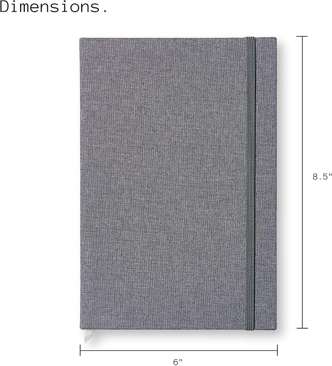 Portage Blank Hardcover Aesthetic Notebook Writing Journal – Bleed-Proof Paper Notepad for Journaling, High GSM, A5 Notebook, Cream Pages - Slate, 6 x 8.5 Inches, 224 Pages