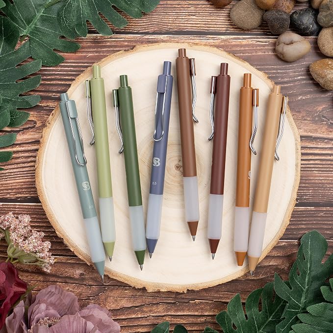 BLIEVE Gel Pens - Earthy, Matte Finish, Smooth Writing, No Bleed - For Journaling, Bible Notes, Drawing - Cute School Supplies, 8 Pack | Fast Dry Ink, Matte Finish, Smooth Writing,No Bleed, For Journaling, Bible Notes, Drawing - Colored Ink