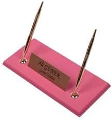 Luna Luxury Leather Desk Set for Men – 10 Piece Executive Office Desk Organizer Set with Document Tray, Desk Pad, Pen Holder, A5 Agenda with Fountain Pen Set – Multiple Color Options (Pink)