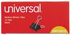 (6 Pack Value Bundle) UNV10210 Medium Binder Clips, Steel Wire, 5/8" Cap., 1-1/4" Wide, Black/Silver