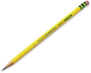 Ticonderoga Wood-Cased Pencils, Unsharpened, #4 2H Extra Hard, Yellow, 12 Count