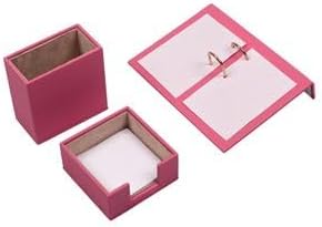 Luna Luxury Leather Desk Set – 9 Piece Executive Desk Organizer with Desk Pad, Fountain Pen Set, Pen Holder & A5 Note Case – Professional Office Desk Accessories – Multiple Colors (Pink)