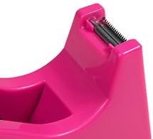 Desktop Tape Dispenser Adhesive Roll Holder (Fits 1" & 3" Core) with Weighted Nonskid Base (2Pack-Rose red)