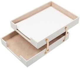 Luna Luxury Leather Desk Set for Men – 10 Piece Executive Office Desk Organizer Set with Document Tray, Desk Pad, Pen Holder, A5 Agenda with Fountain Pen Set – Multiple Color Options (White)