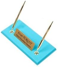 Luna Luxury Leather Desk Set – 9 Piece Executive Desk Organizer with Desk Pad, Fountain Pen Set, Pen Holder & A5 Note Case – Professional Office Desk Accessories – Multiple Colors (Turquoise)