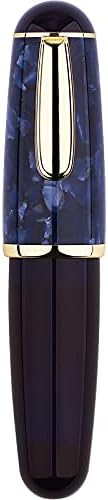 Lanxivi Majohn Q1 Fountain Pen Extra Fine Point Purple Blue Acrylic, Little Fat Man Eyedropper Filling Pocket Pen Large Capacity