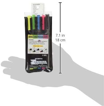 G.T. Luscombe Company, Inc. Zebrite Bible Marking Kit | No Bleed Pigmented Ink | No Fading or Smearing | Double Ended Highlighters, Note Pen & Books of the Bible Ruler/Bookmark (Set of 5 + Ruler)