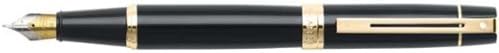 Sheaffer 300 Glossy Black Fountain Pen with Gold Tone Trim and Fine Nib