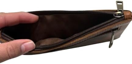 Vintage Leather Pencil Case Pouch, Pen Pouch for Work & University, for Men,Women/Leather Pencil Cases for Adults Perfect for Office/Tool Pouch Zipper Bag, Small Tool Bag 8"X4"