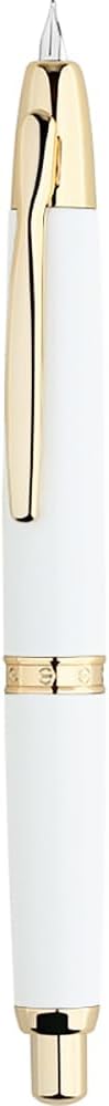 erofa Majohn A1 Press Fountain Pen Fine Nib with Box, Retractable White Metal Ink Pen with Converter Writing Set (Golden Clip Version)