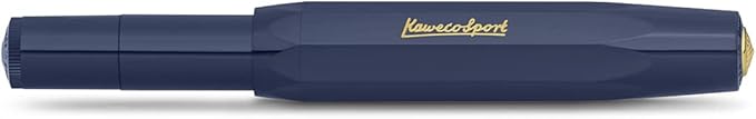 Kaweco CLASSIC SPORT Fountain Pen Navy Blue with 23 Carat Gold-Plated Steel Nib and Iridium Tip for Ink Cartridges I Sport Fountain Pen 13 cm I Nib: B (Broad)