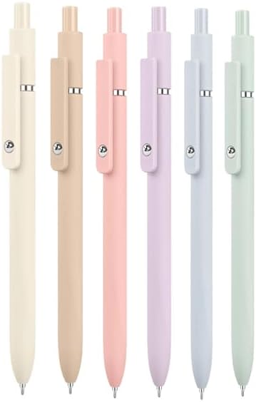 Hapikalor Gel Pens, 6 Pcs 0.5mm Black Ink Pens Fine Point Smooth Writing Pens, Cute Office School Supplies Gifts for Women, Teen Girls, Students, Nurse Pens, Morandi