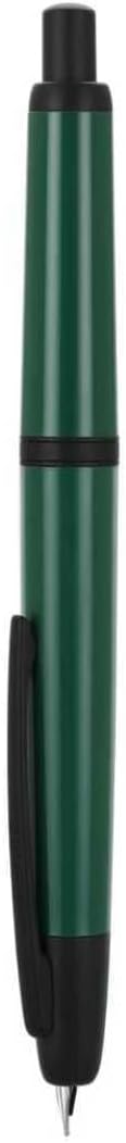 Jinhao 20 Press Fountain Pen, Dark Green Retractable Medium Nib with Ink Converter Set (Black Clip)