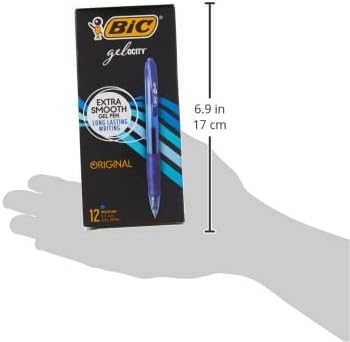 BIC Gelocity Original Blue Gel Pens, Medium Point (0.7mm), 12-Count Pack, Retractable Gel Pens With Comfortable Grip