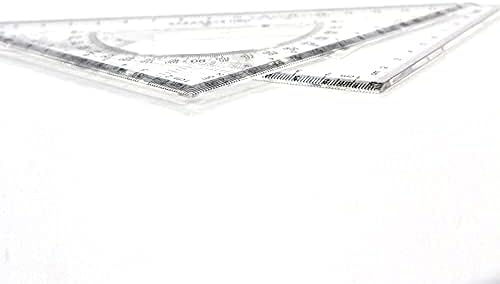 Pack of 2 Transparent Triangle Plastic Ruler Scale Set Square:30/60 Degree & 45/90 Degree Angle Acrylic Architectural Drawing Drafting Tool School Classroom Kids Triangular Rulers