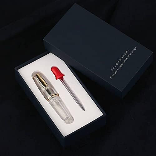 Lanxivi Majohn Q1 Fountain Pen Bent Nib Fude Pen, Little Fat Man Transparent Eyedropper Filling Pocket Pen Large Capacity