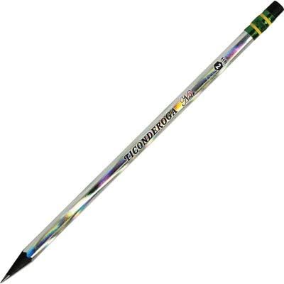 Ticonderoga Noir Black Wood-Cased #2 Pencils, Holographic Design, 12 Count
