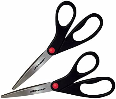Office Depot® Brand Scissors, 8", Straight, Black, Pack of 2