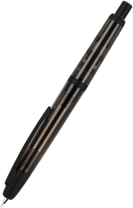 Jinhao 20 Press Retractable Fountain Pen Fine Nib with Converter Resin Writing Gift Pen, Transparent Black