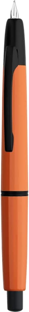 erofa Majohn A2 Press Fountain Pen Extra Fine Nib with Box, Retractable Orange Resin Ink Pen with Converter Writing Set (Black Clip Version