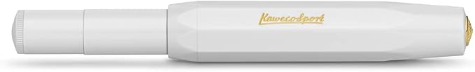 Kaweco CLASSIC SPORT Fountain Pen White with 23 Carat Gold-Plated Steel Nib and Iridium Tip for Ink Cartridges I Sport Fountain Pen 13 cm I Nib: BB (Extra Broad)