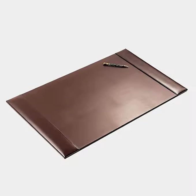Luxury Bonded Leather Desk Blotter for Writing with Raised Side Rails, 30 x 18, Brown