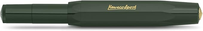 Kaweco CLASSIC SPORT Fountain Pen Green with 23 Carat Gold-Plated Steel Nib and Iridium Tip for Ink Cartridges I Sport Fountain Pen 13 cm I Nib: EF (Extra Fine)