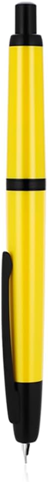 Jinhao 20 Press Retractable Fountain Pen Extra Fine Nib with Converter Resin Writing Gift Pen, Yellow with Black Clip