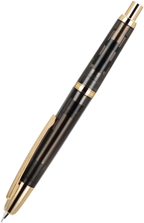 Jinhao 20 Press Fountain Pen, Transparent Black Retractable Extra Fine Nib with Ink Converter Set (Golden Clip)